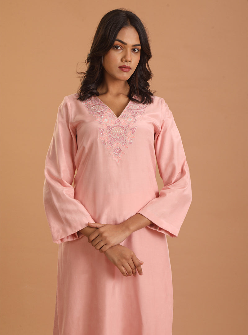Pink embroidery kurta set