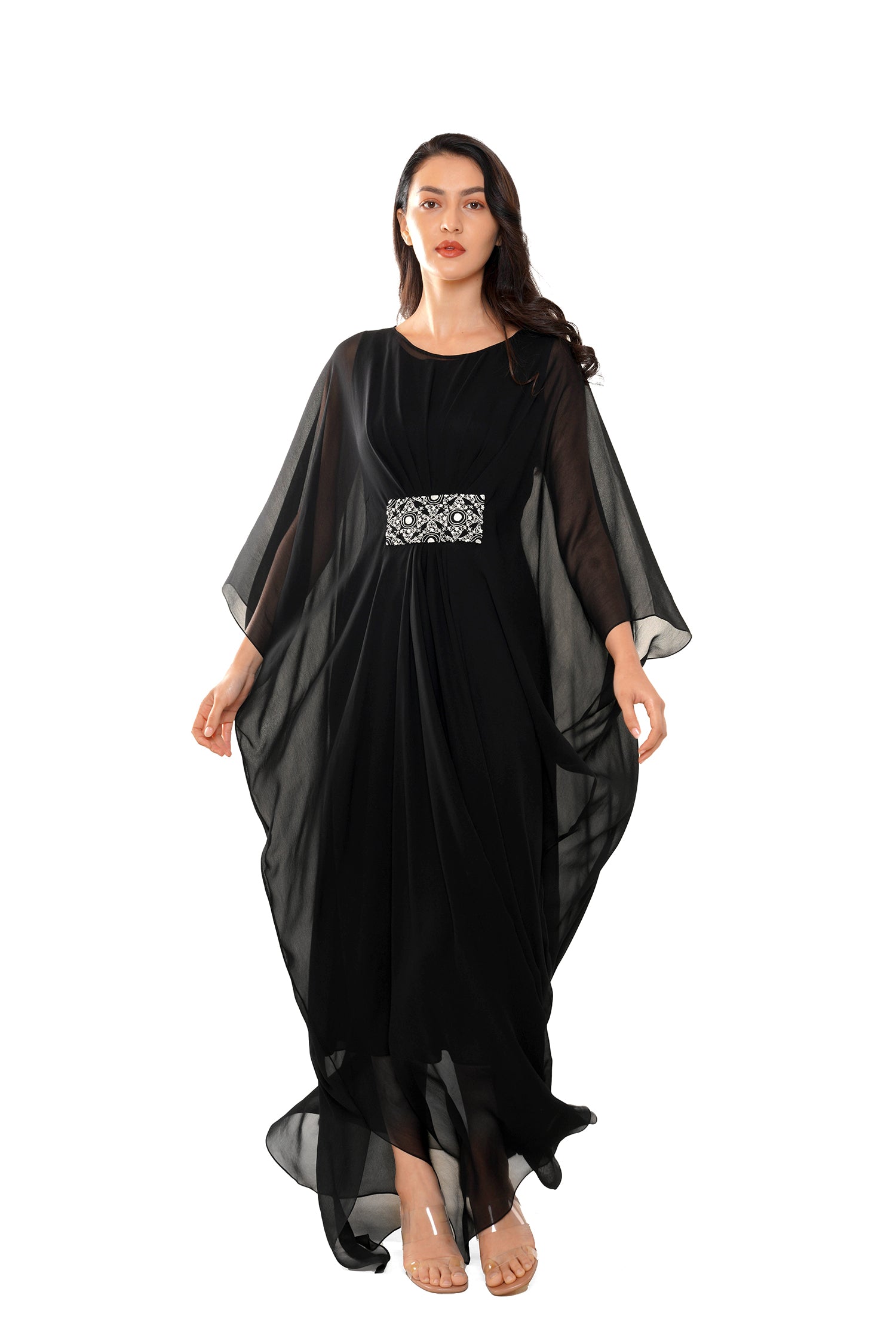 Black Bat wing Kaftan with Separate Inner