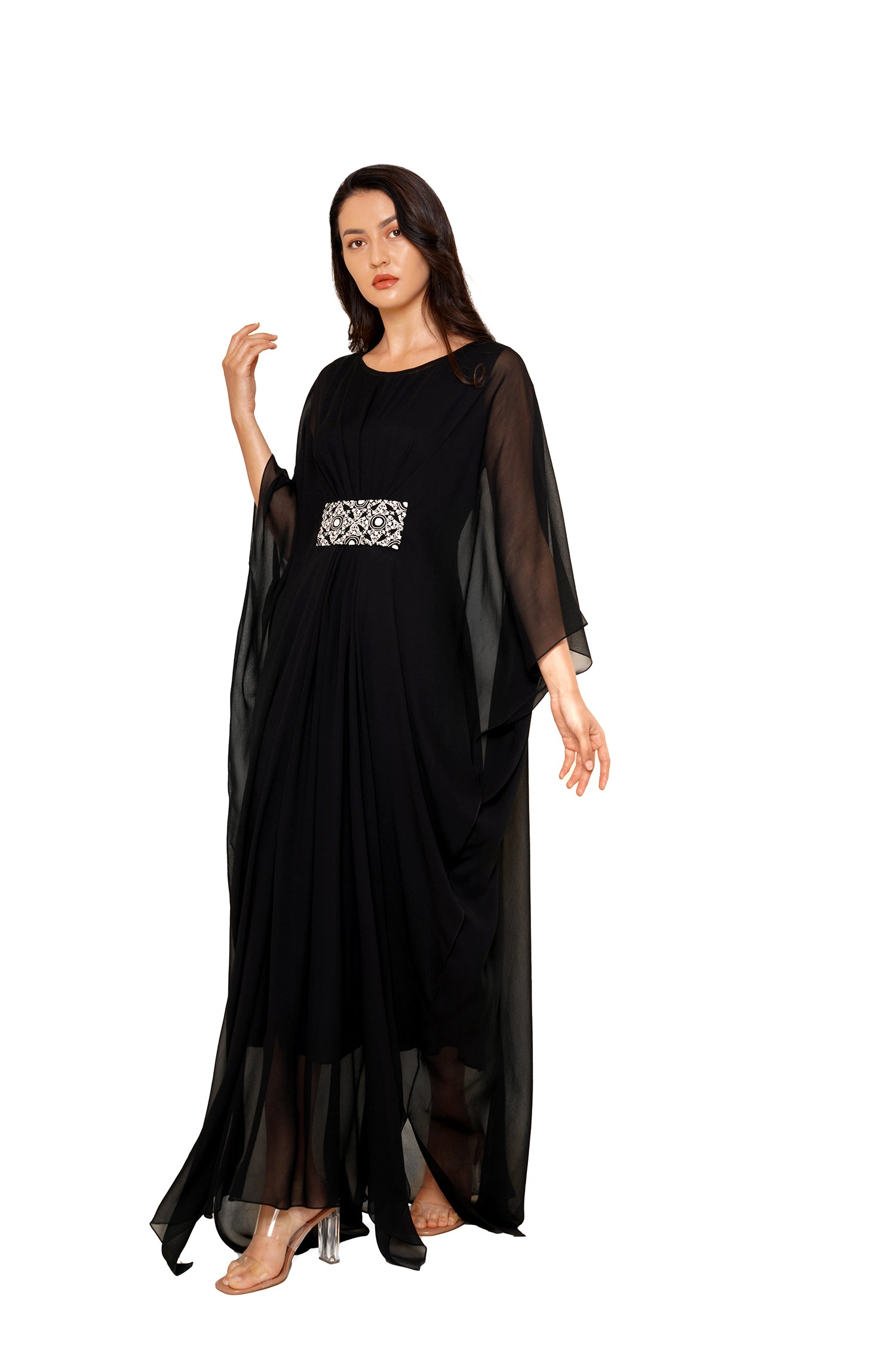 Black Bat wing Kaftan with Separate Inner