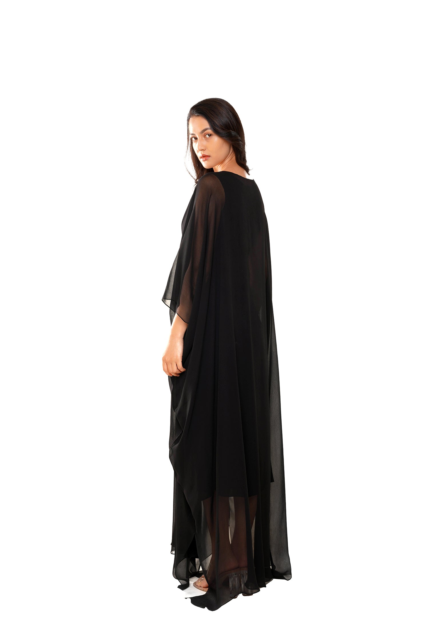 Black Bat wing Kaftan with Separate Inner