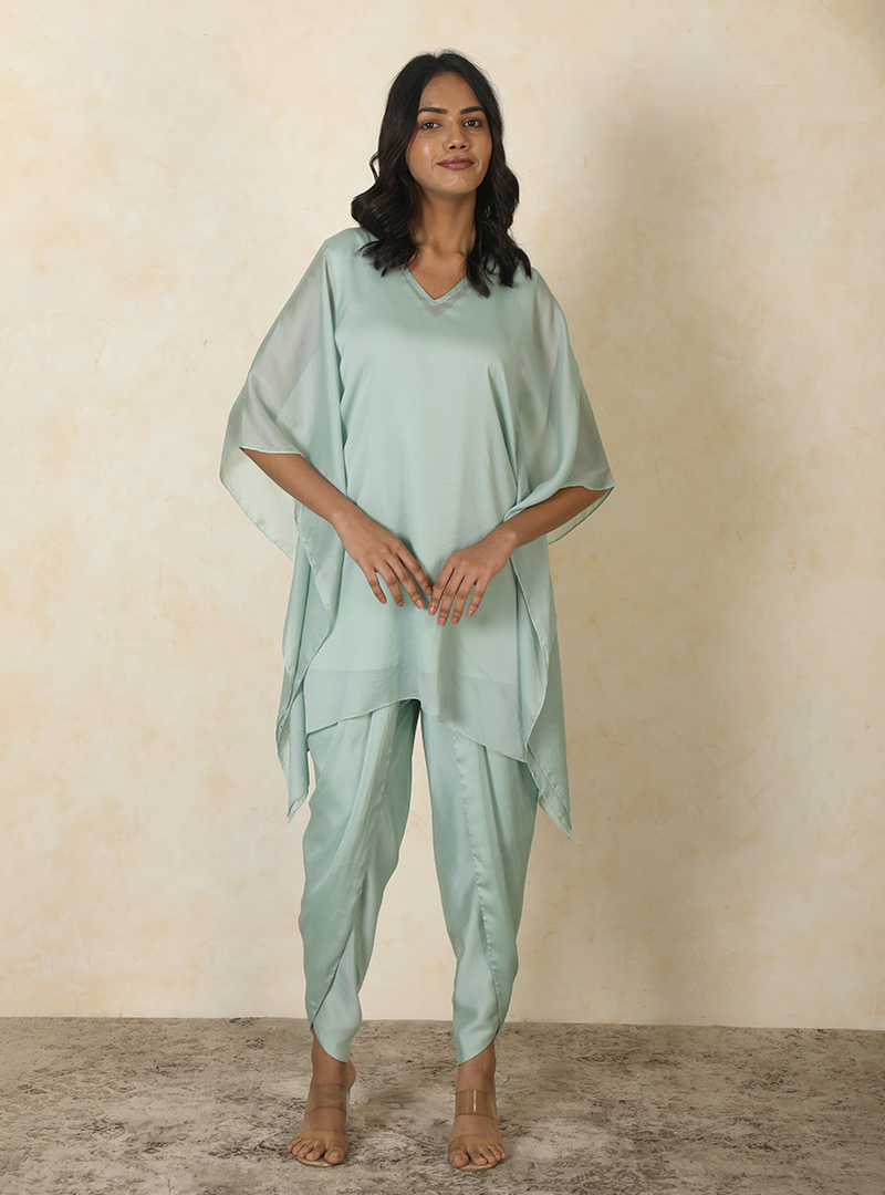 Kaftan with dhoti pants green