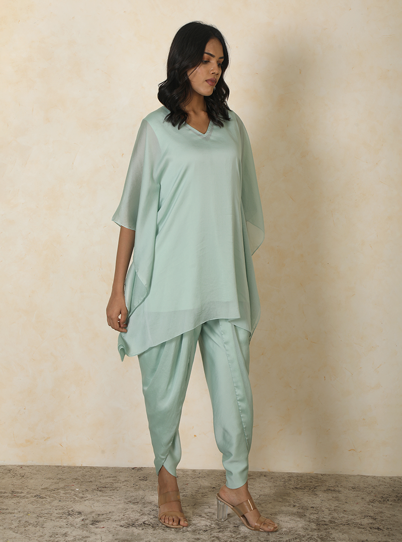 Kaftan with dhoti pants green
