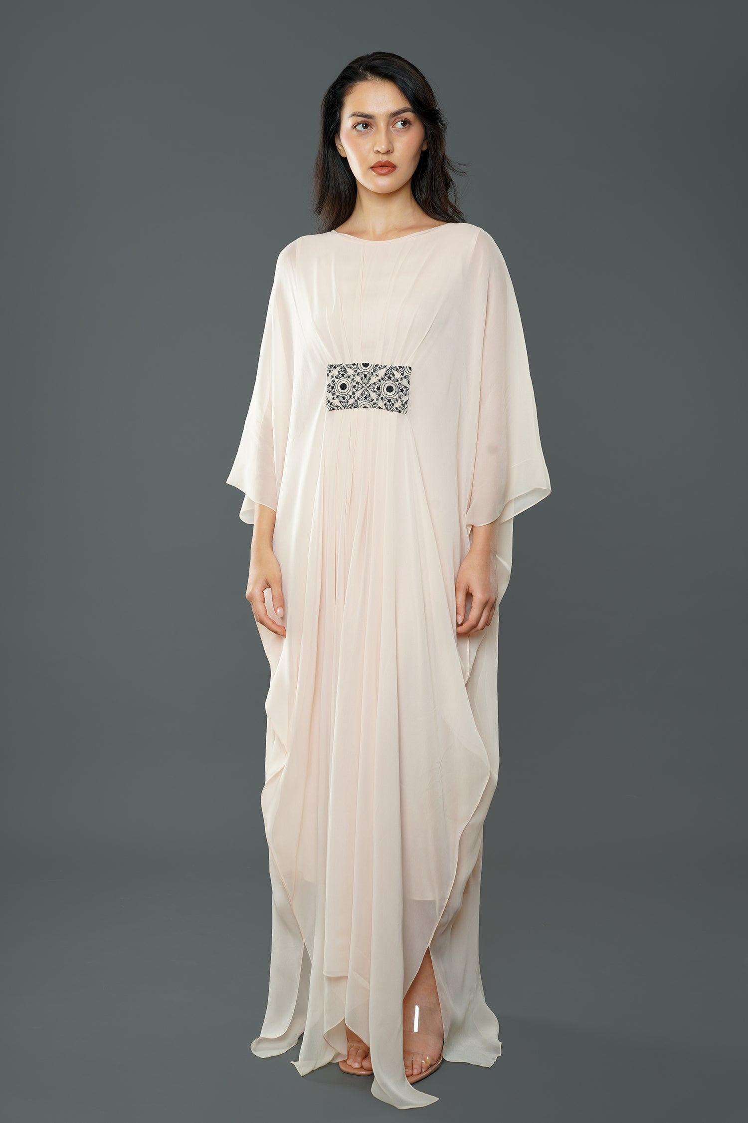 Cream Bat wing Kaftan with Separate Inner