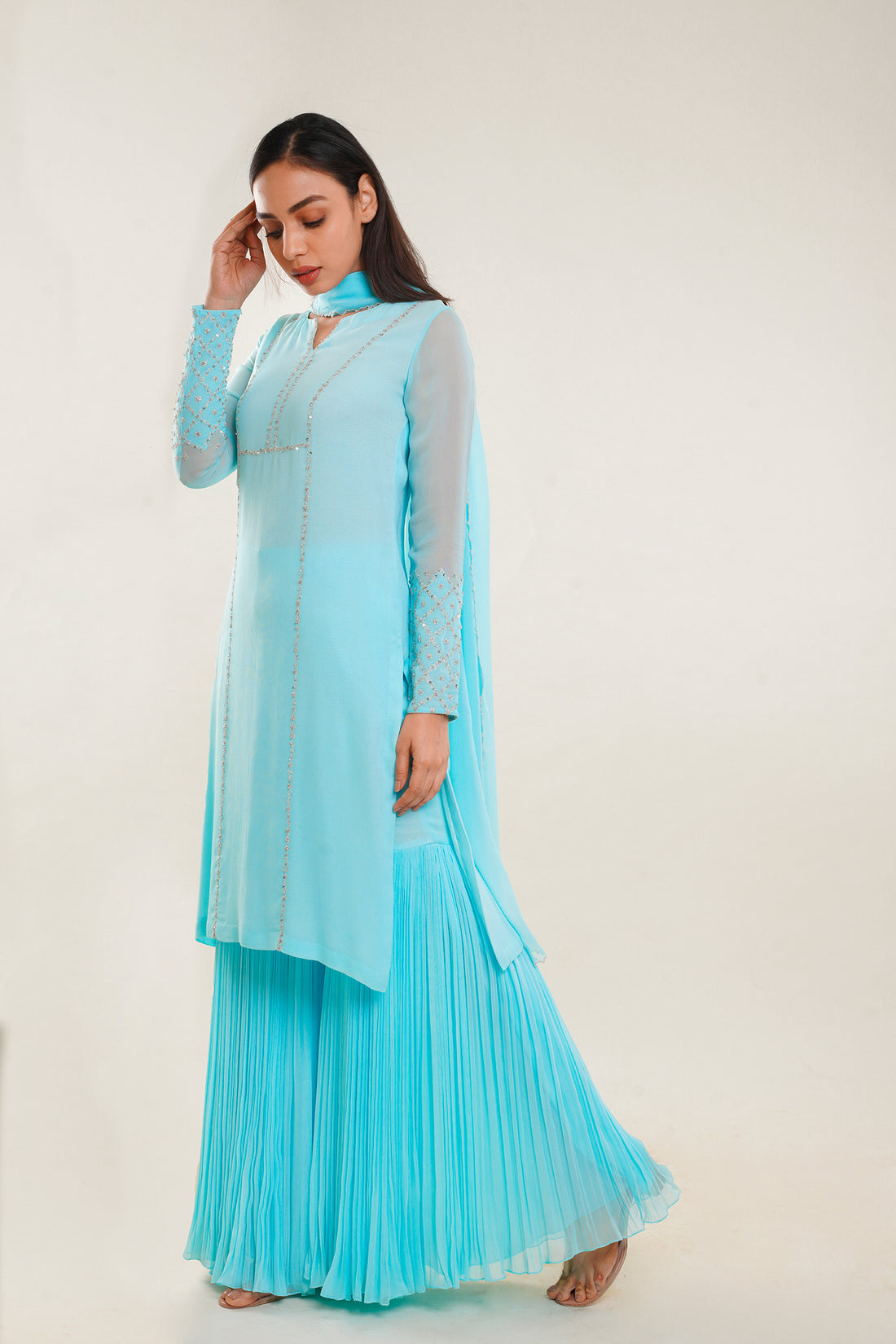 Sky Blue Sharara set