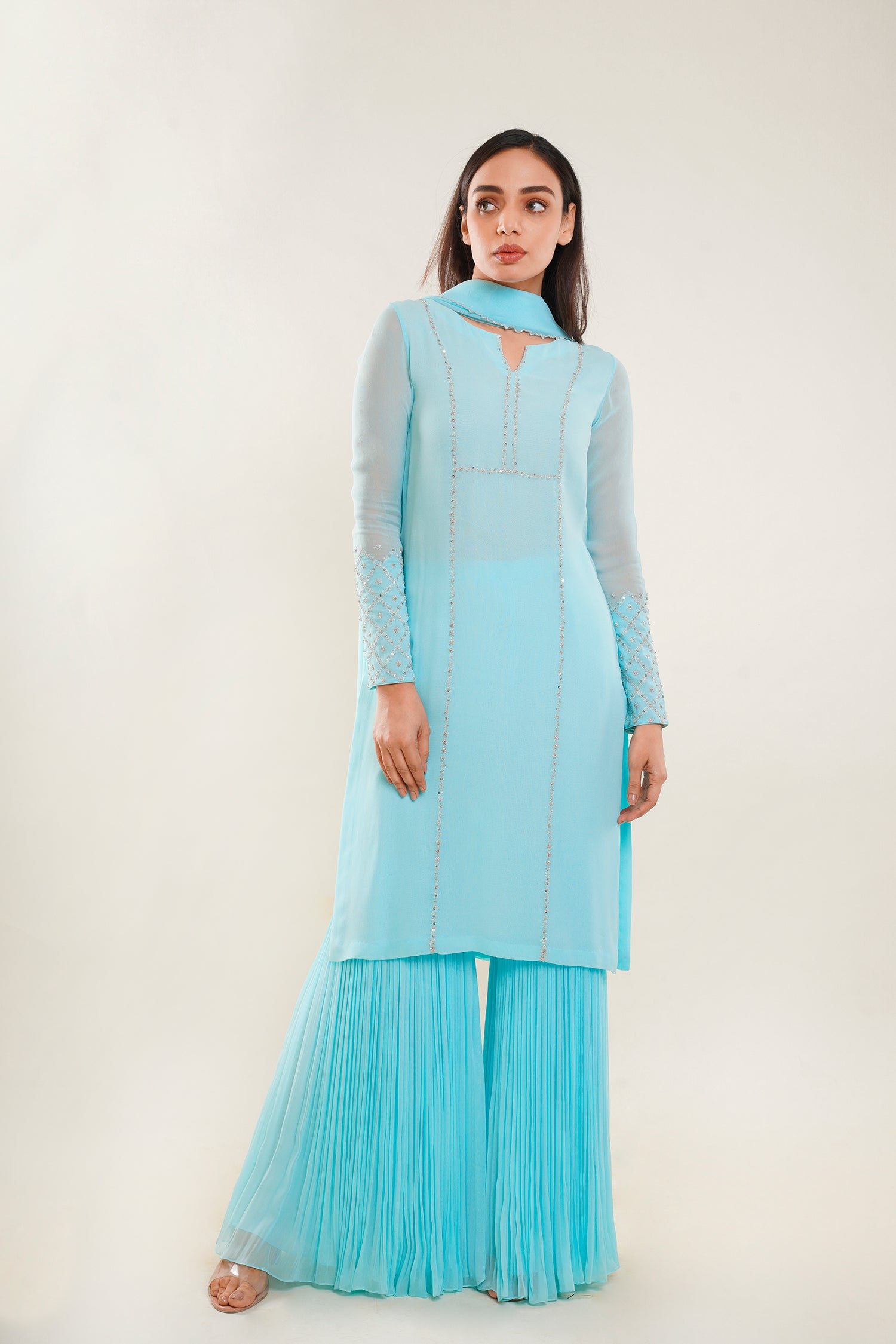 Sky Blue Sharara set