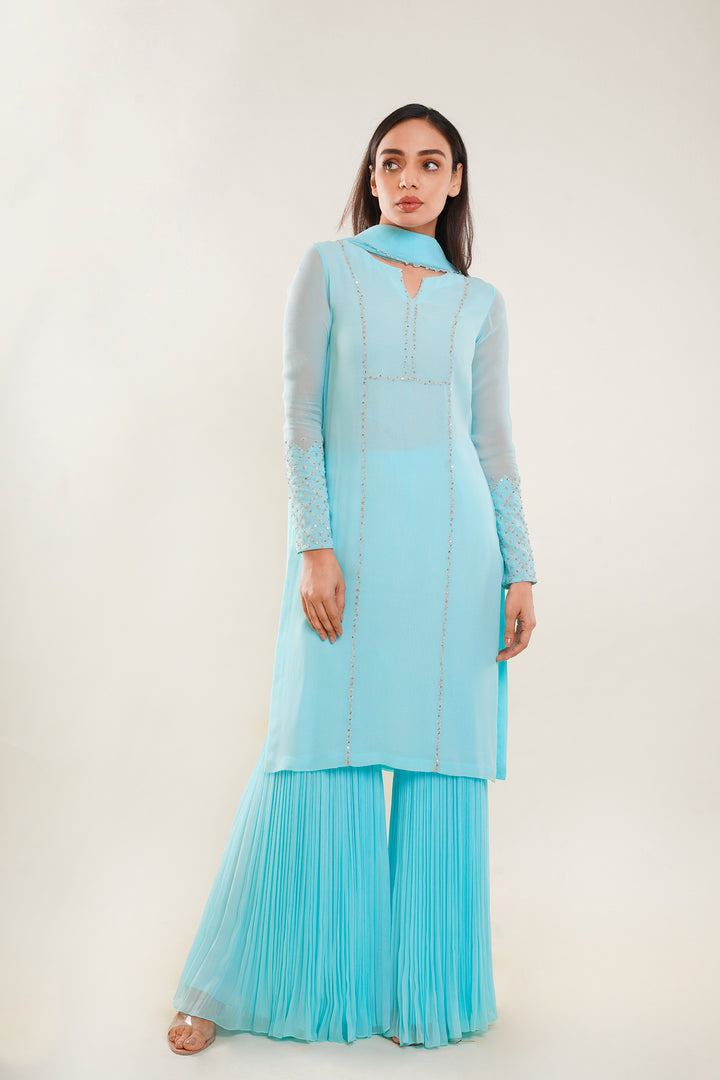 Sky Blue Sharara set