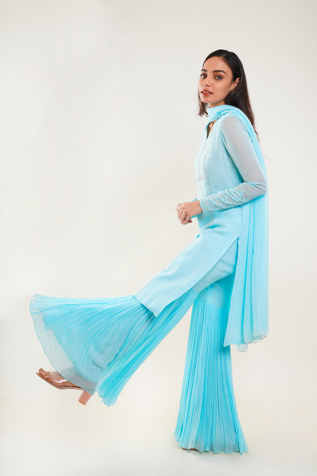 Sky Blue Sharara set