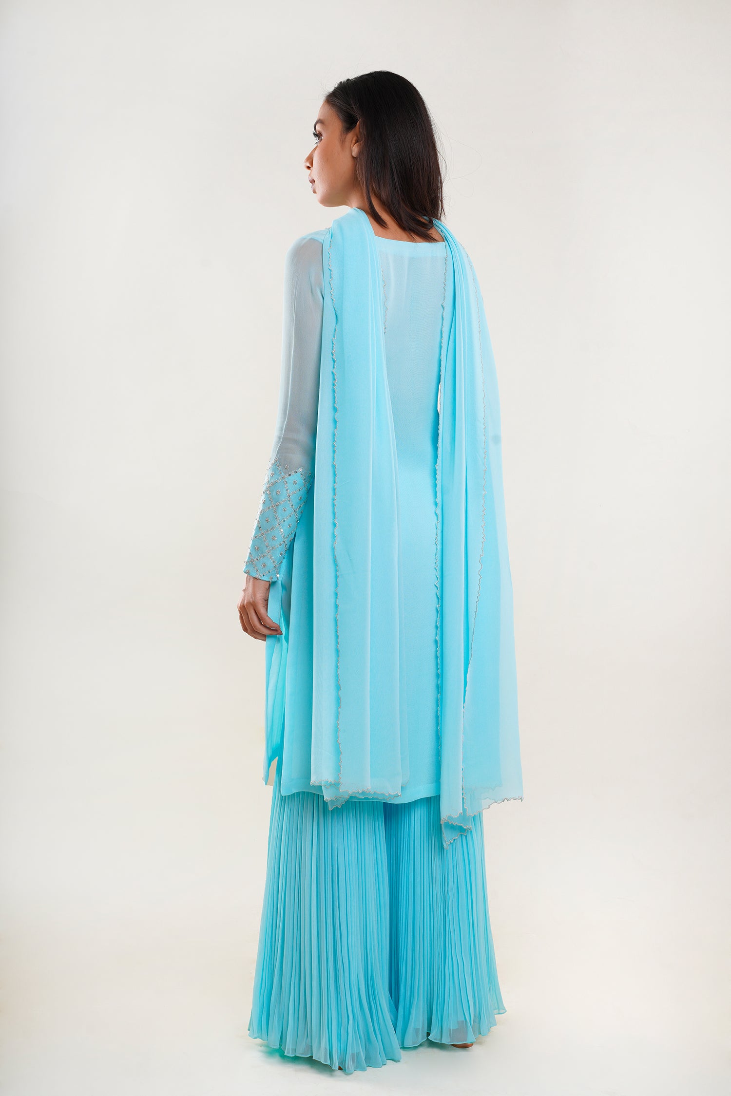 Sky Blue Sharara set