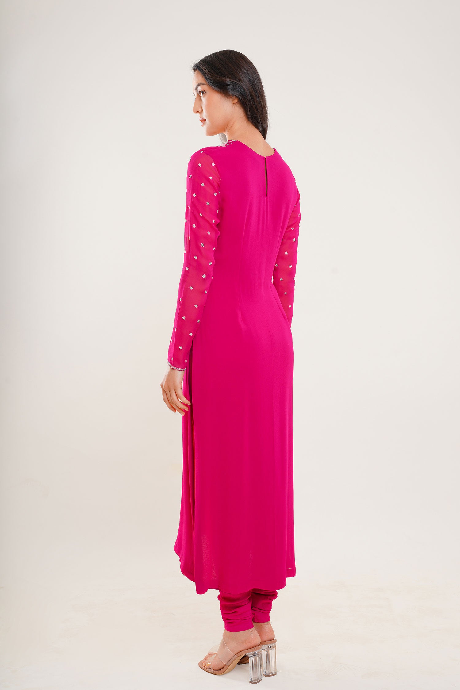 Magenta Long Kurtti Set with Dupatta