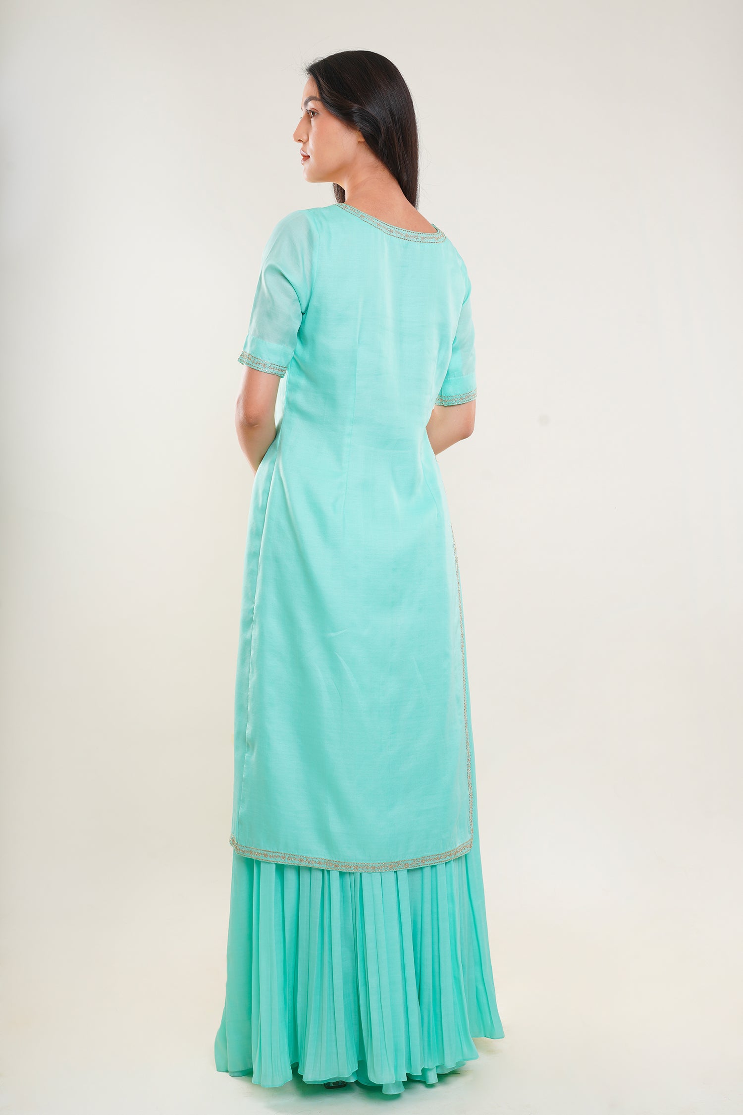 Mint Green Kurta With Skirt