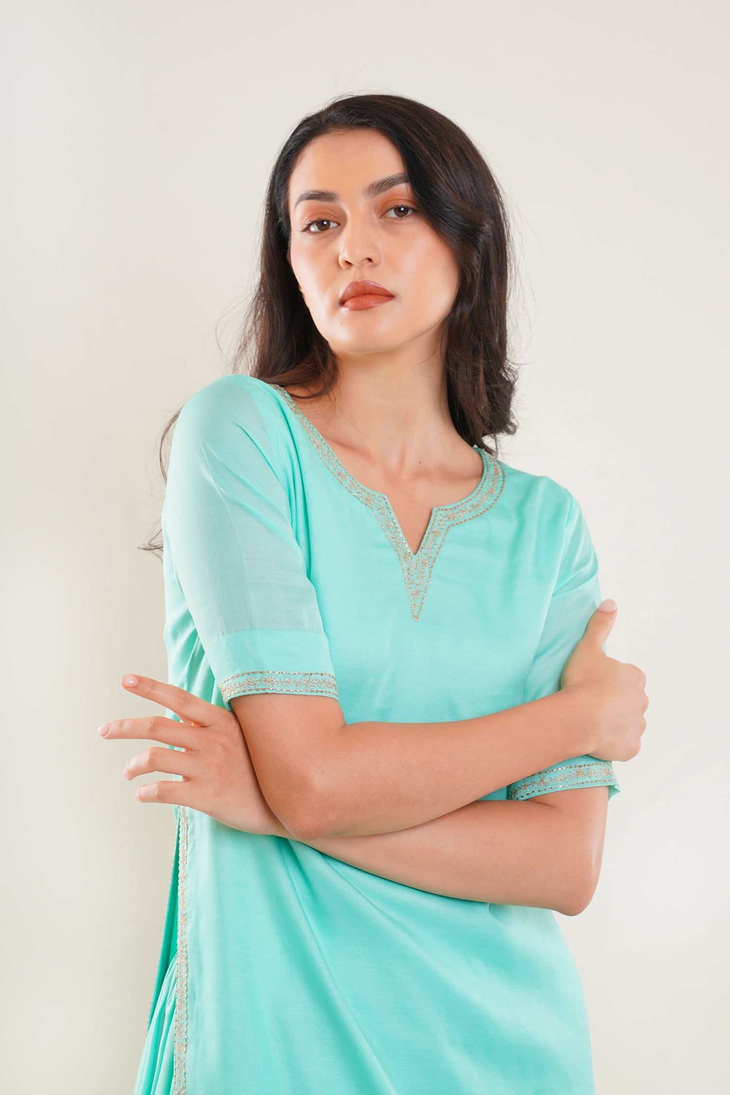 Mint Green Kurta With Skirt