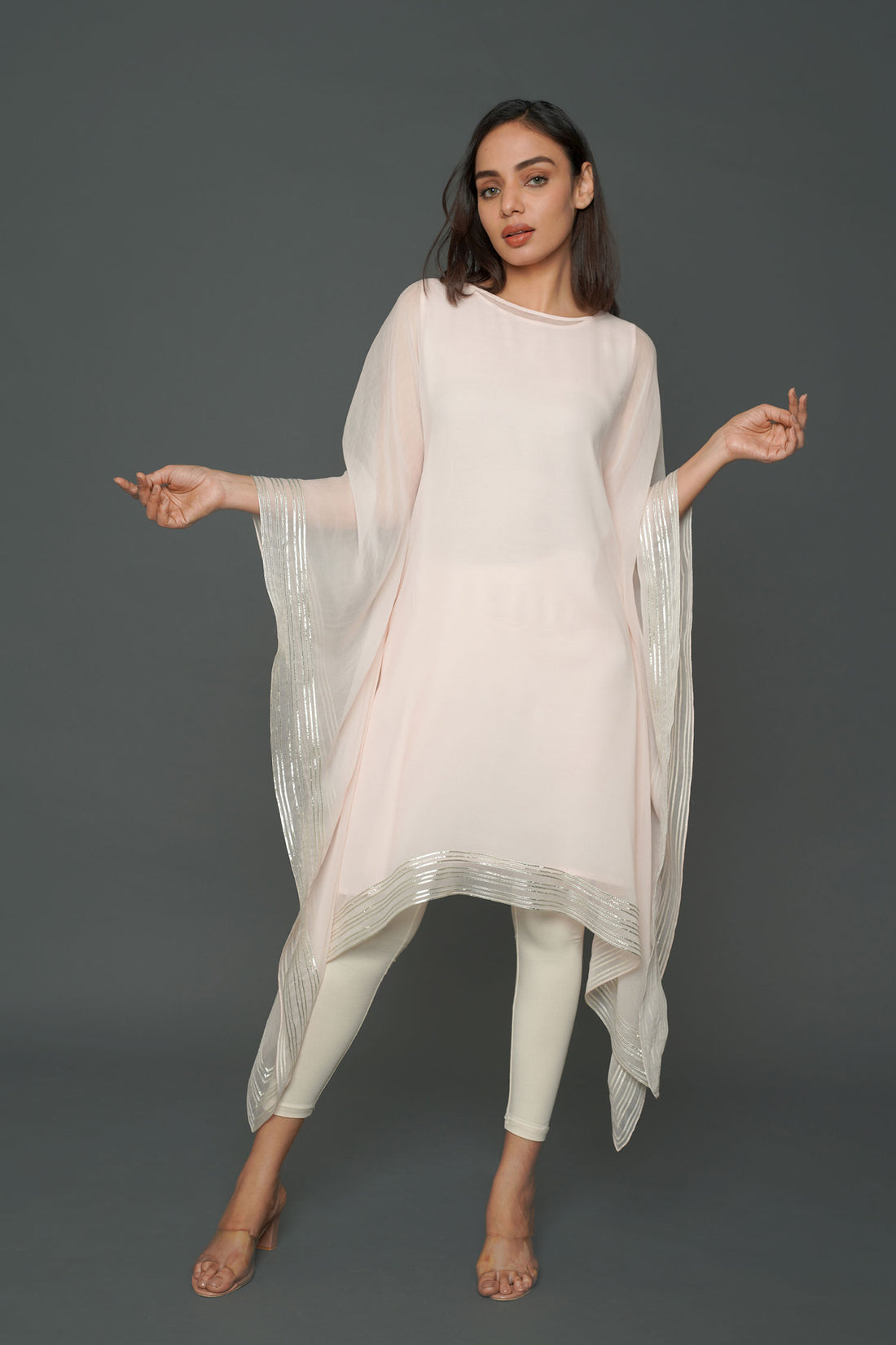 Soft Peach Kaftan with separate inner