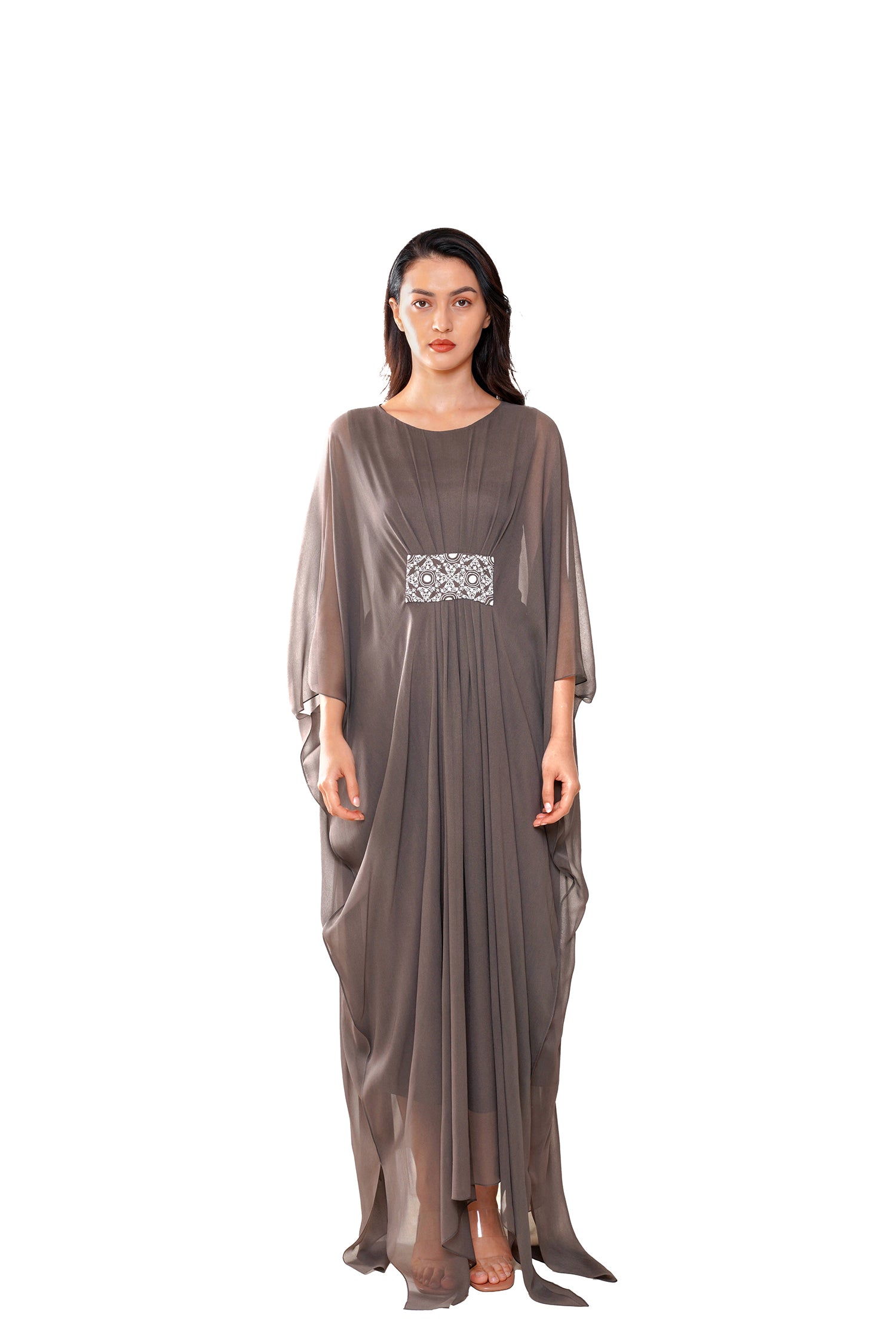 Warm Grey Bat wing Kaftan with Separate Inner