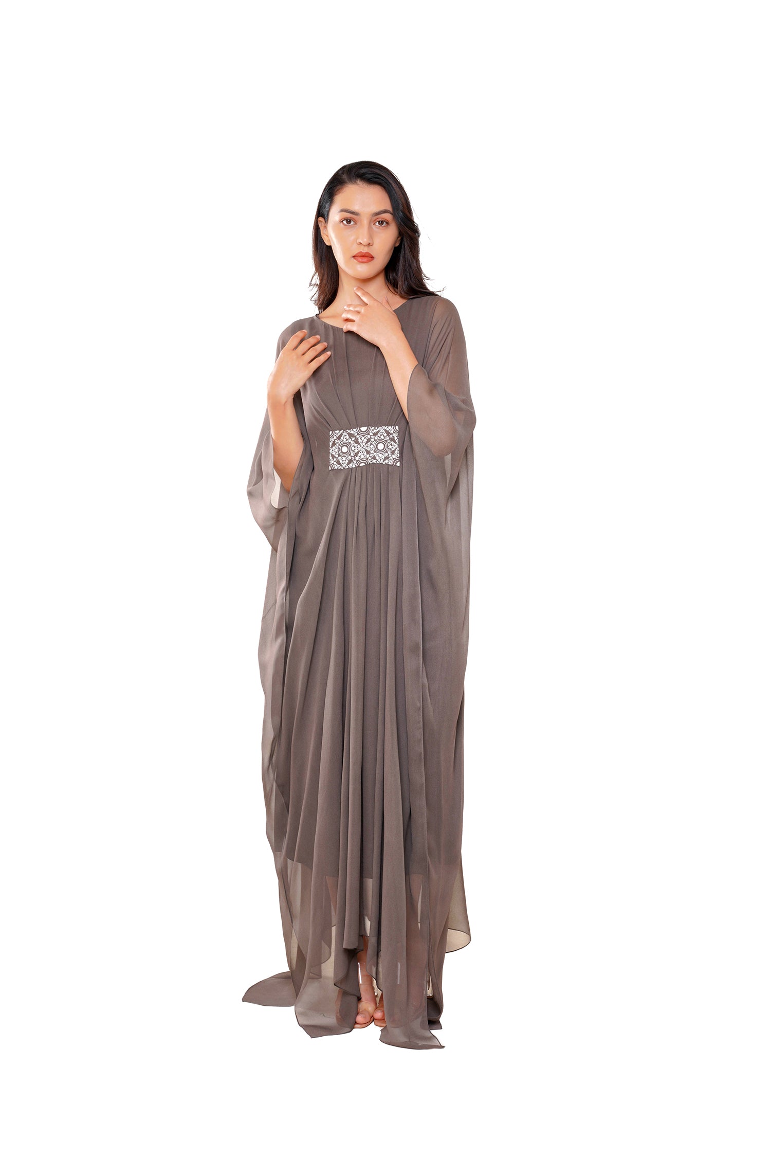 Warm Grey Bat wing Kaftan with Separate Inner